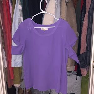Everybody talks purple top sleeve cut out detail